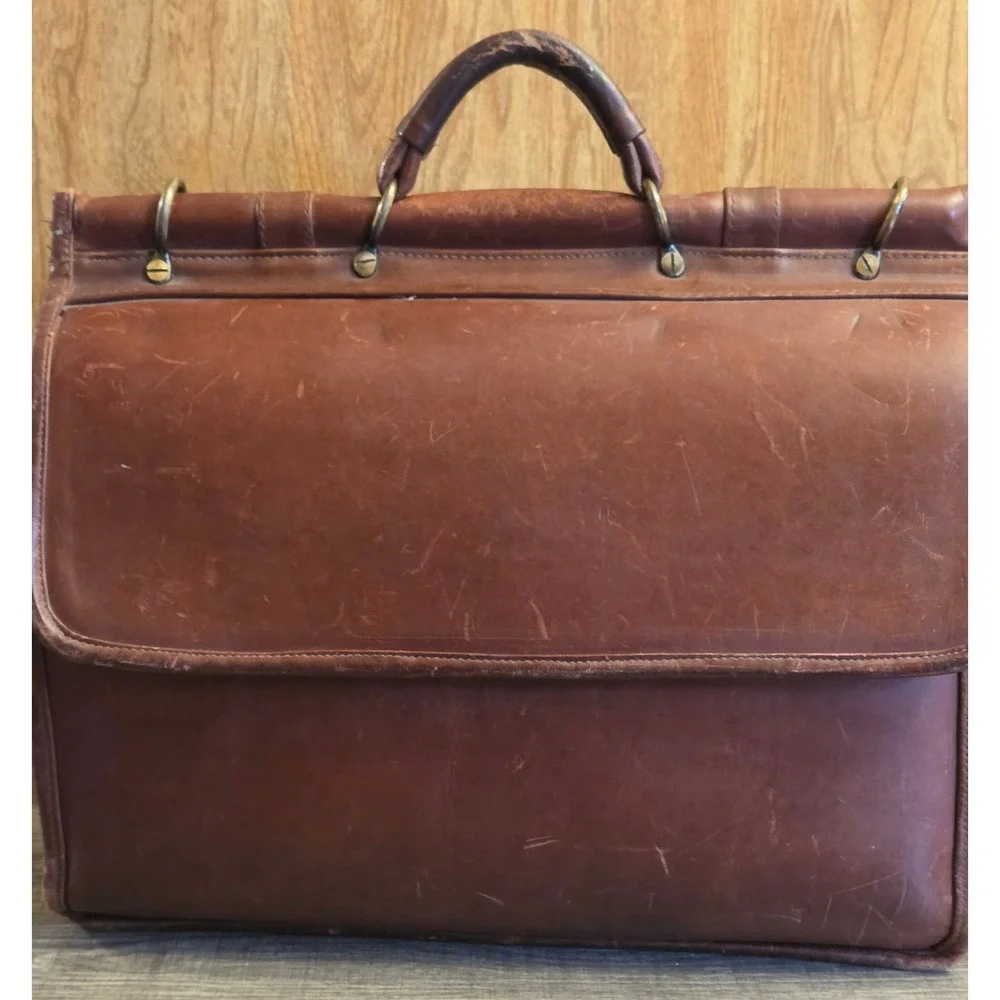Chippewa Briefcase‎ Attache Leather Top Handle Shoulder Strap Expandable Vintage